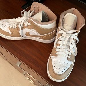 Nike Air Jordan High Tops Tan and White